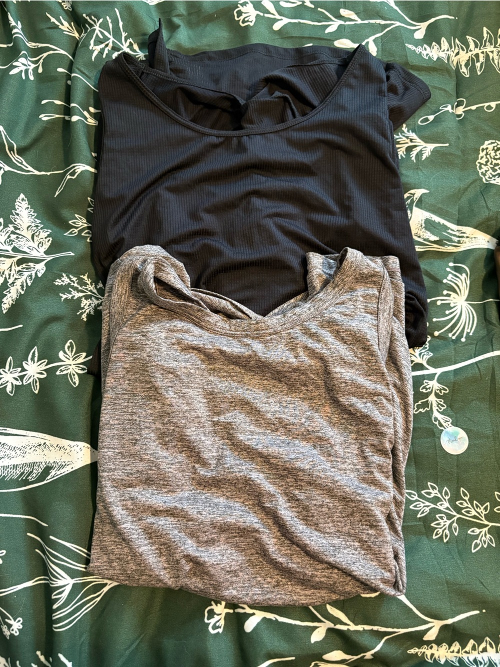 Set of 2 Gray and Black Open Back Activewear Tank Tops